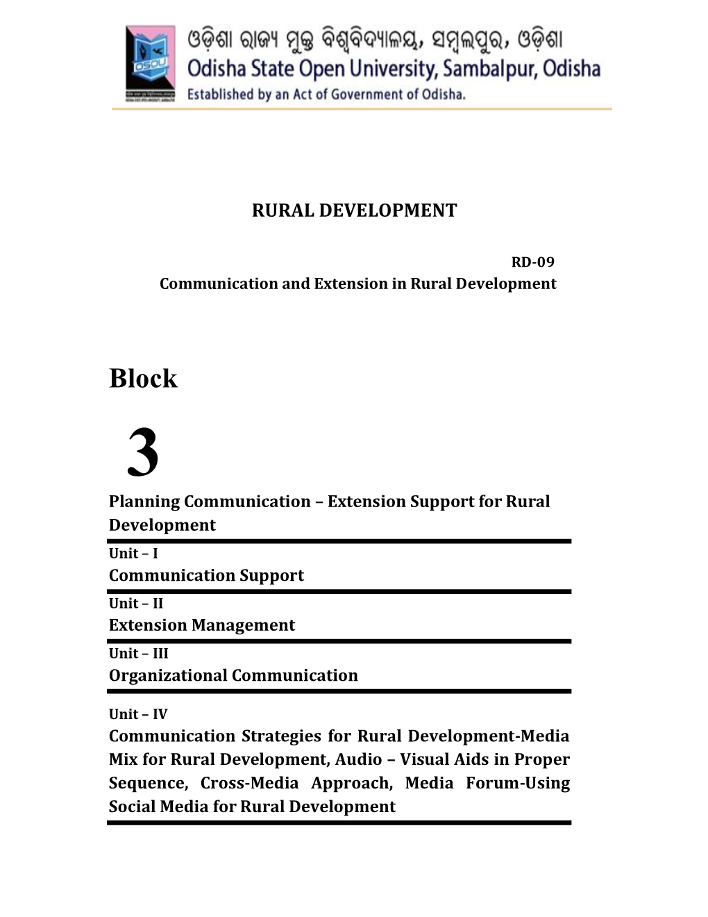 Planning Communication – Extension Support for Rural Development