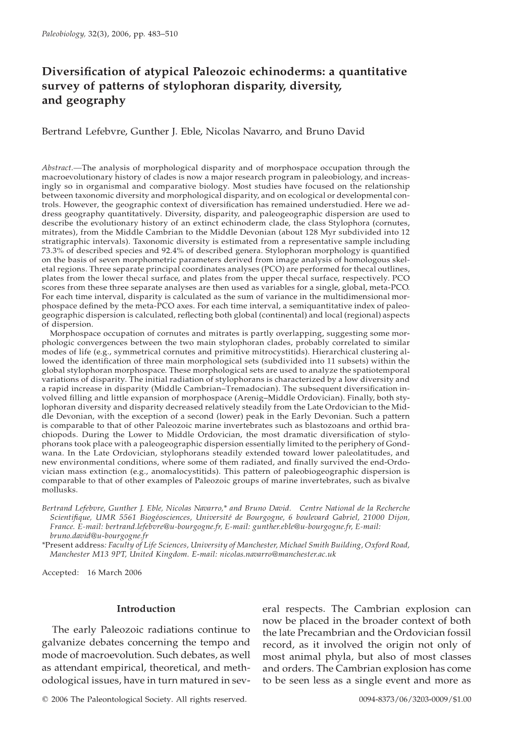 Diversification of Atypical Paleozoic Echinoderms