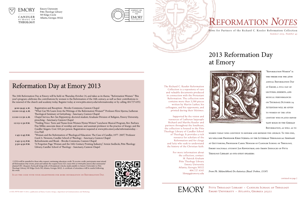 Reformation Notes News for Partners of the Richard C