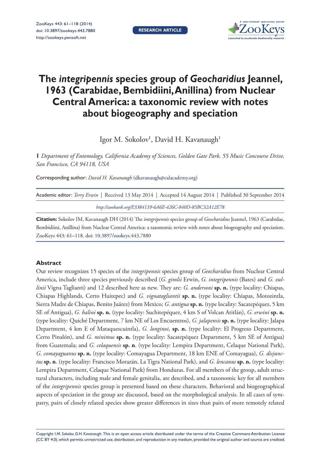 The ﻿﻿Integripennis﻿﻿ Species Group of ﻿﻿Geocharidius