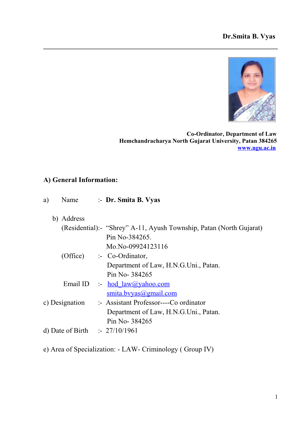 Dr.Smita B. Vyas