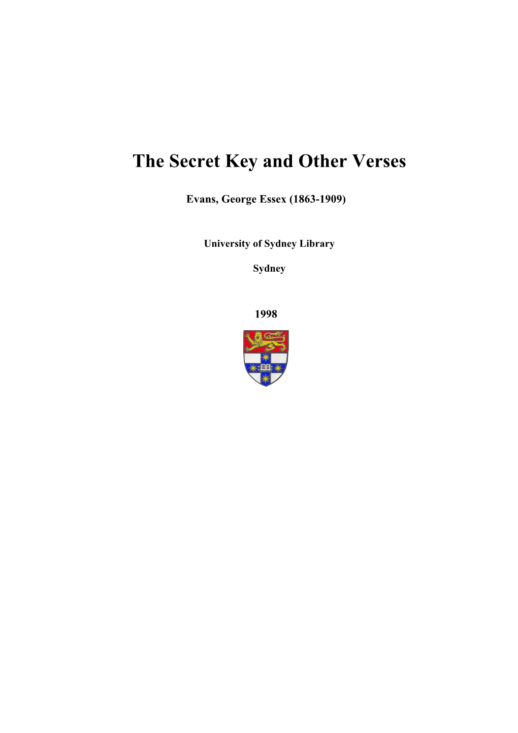 The Secret Key and Other Verses