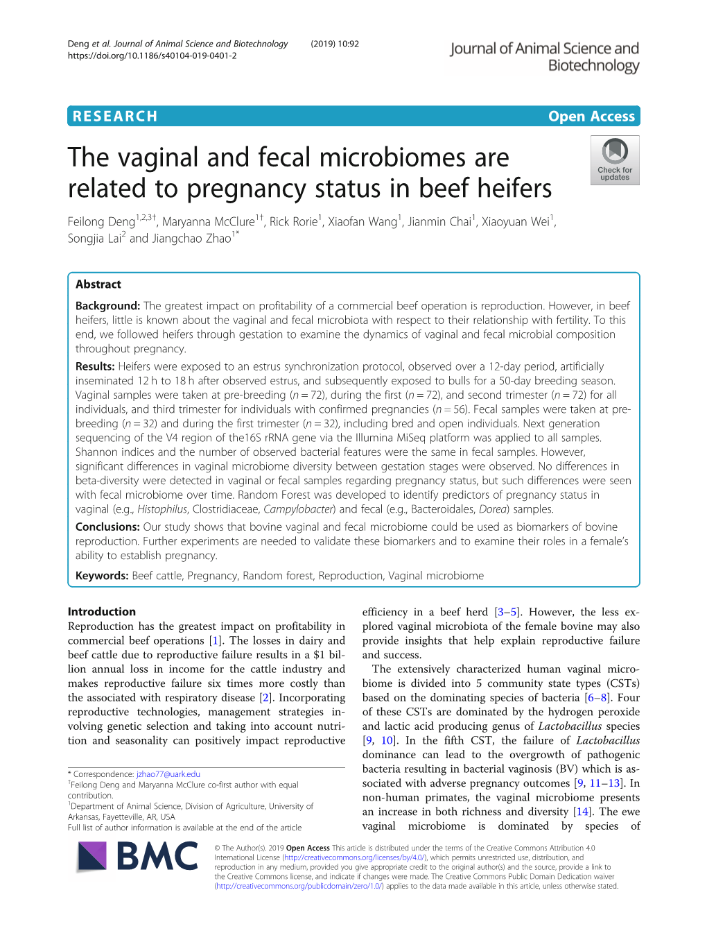 The Vaginal and Fecal Microbiomes Are Related to Pregnancy Status In