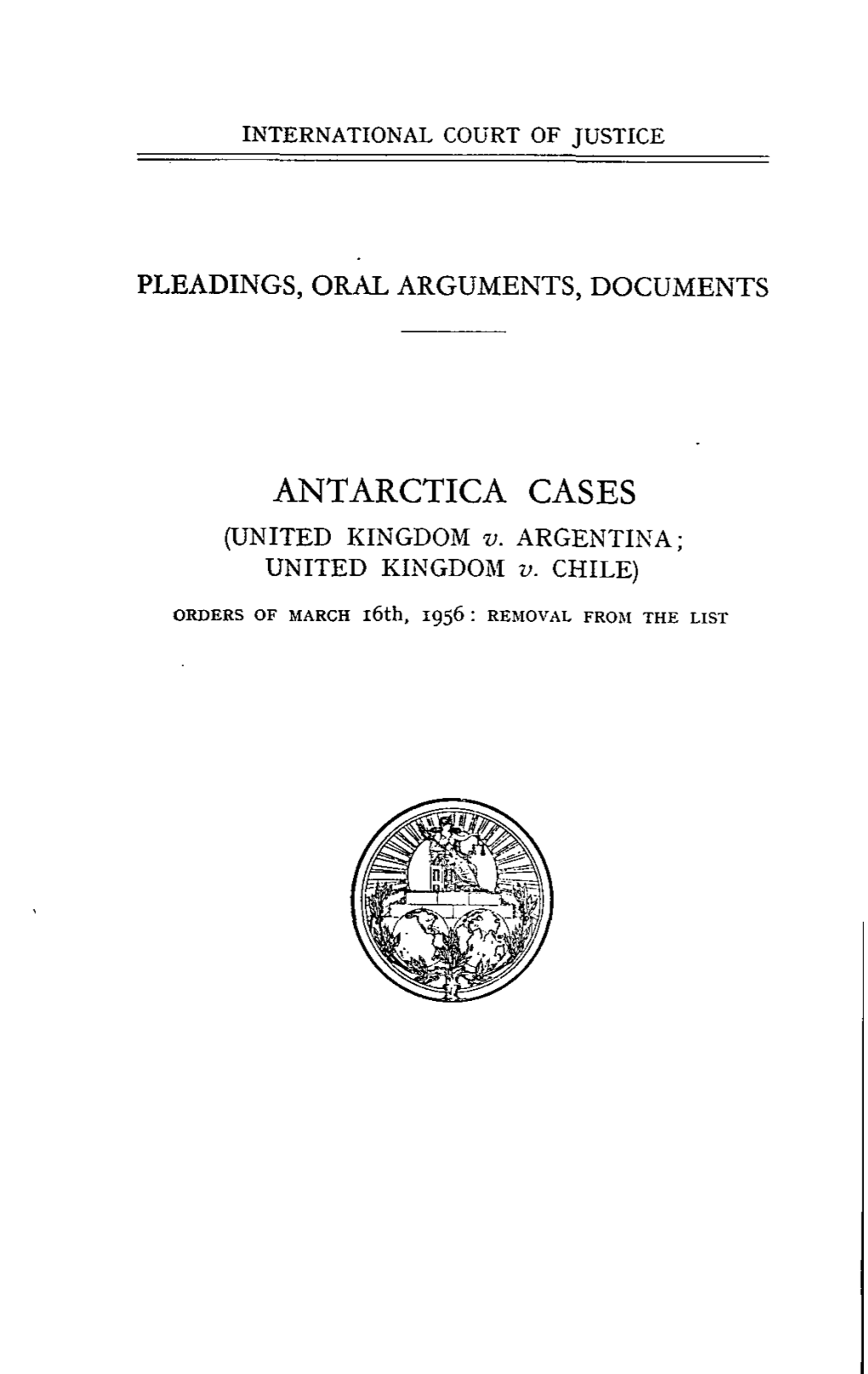 ANTARCTICA CASES (UNITED KINGDOM V