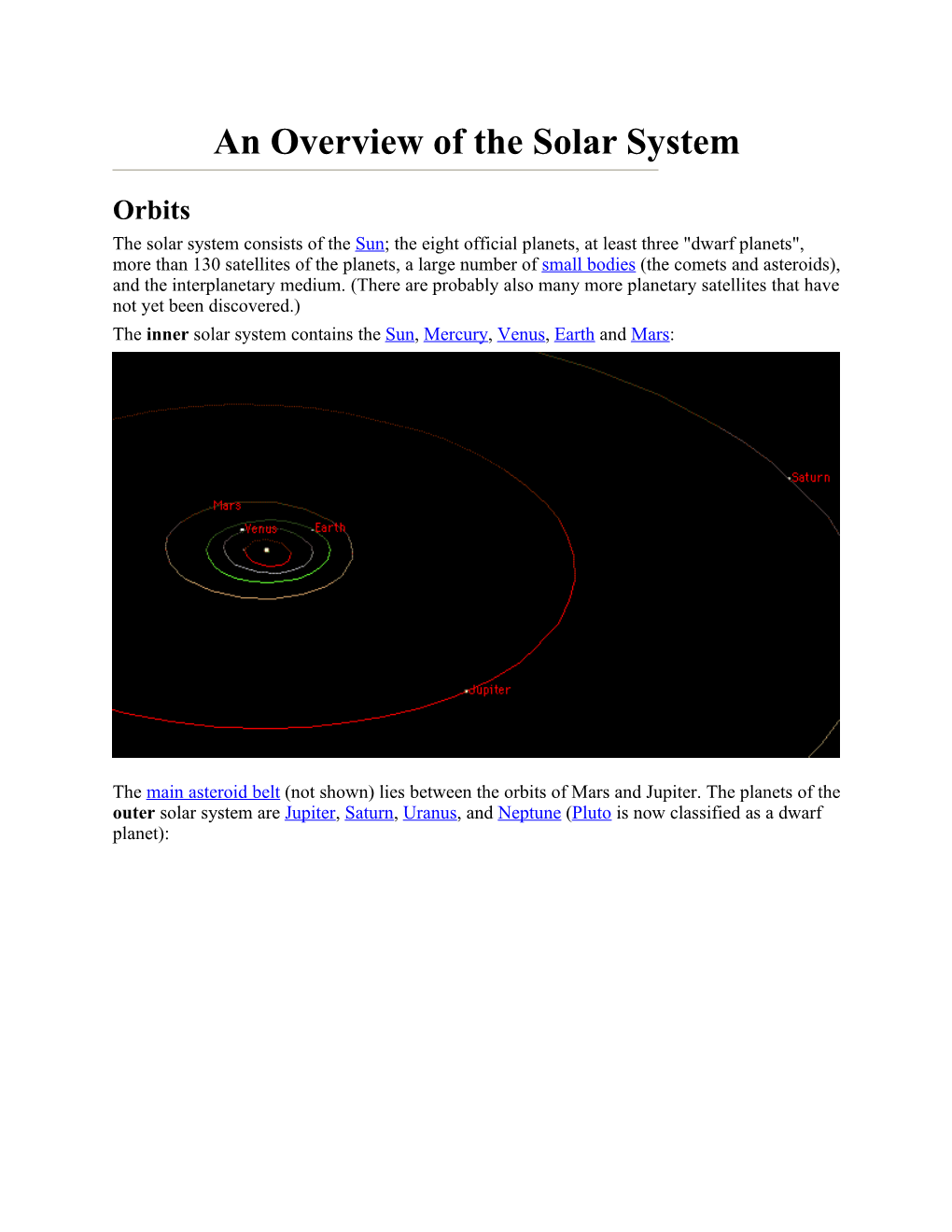 An Overview of the Solar System