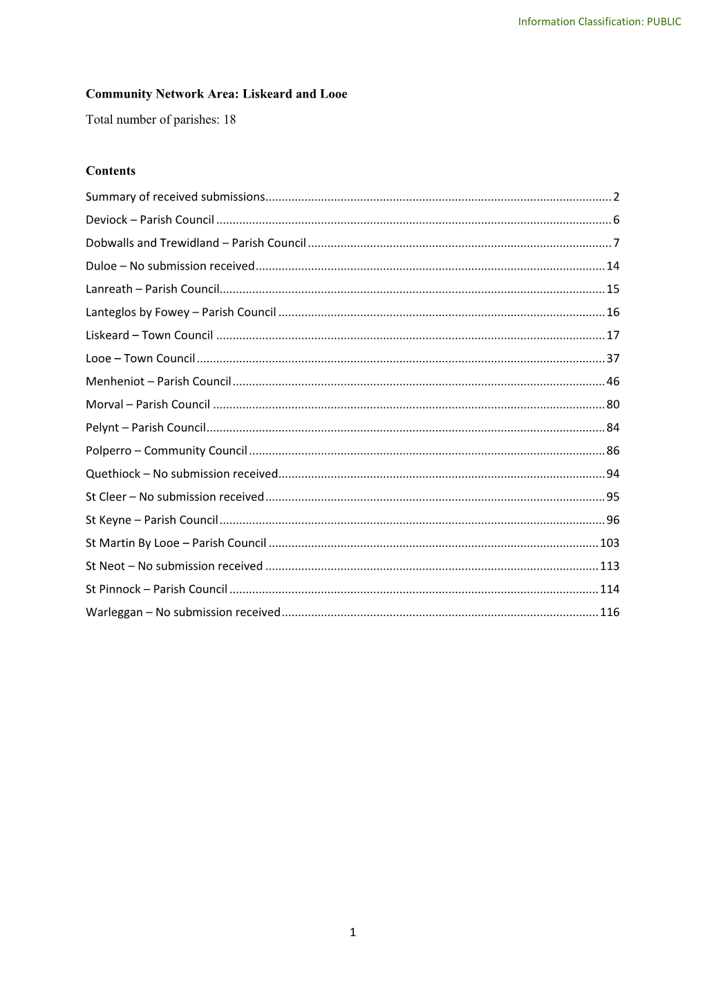 Liskeard and Looe Total Number of Parishes: 18