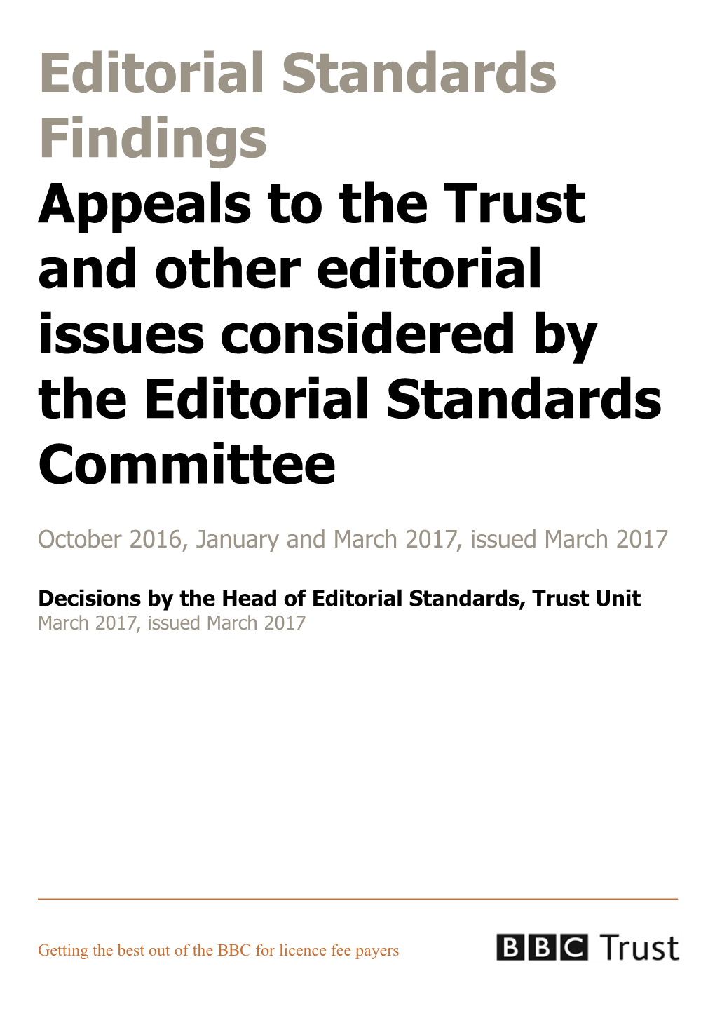 Editorial Standards Committee Bulletin, Issued March 2017