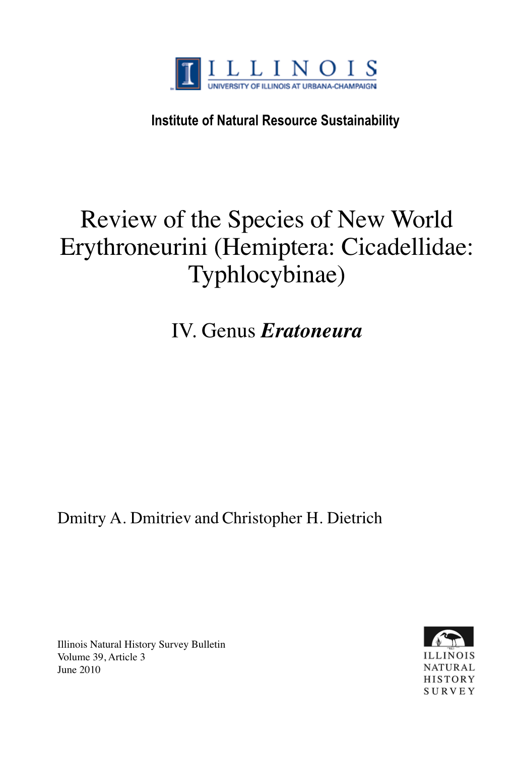 Review of the Species of New World Erythroneurini (Hemiptera: Cicadellidae: Typhlocybinae)