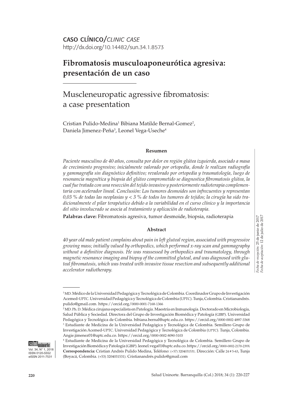 Fibromatosis Musculoaponeurótica Agresiva: Presentación De Un Caso