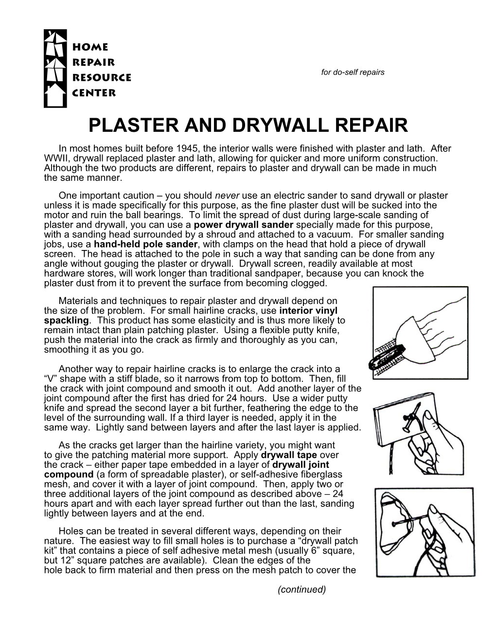 Plaster and Drywall Repair