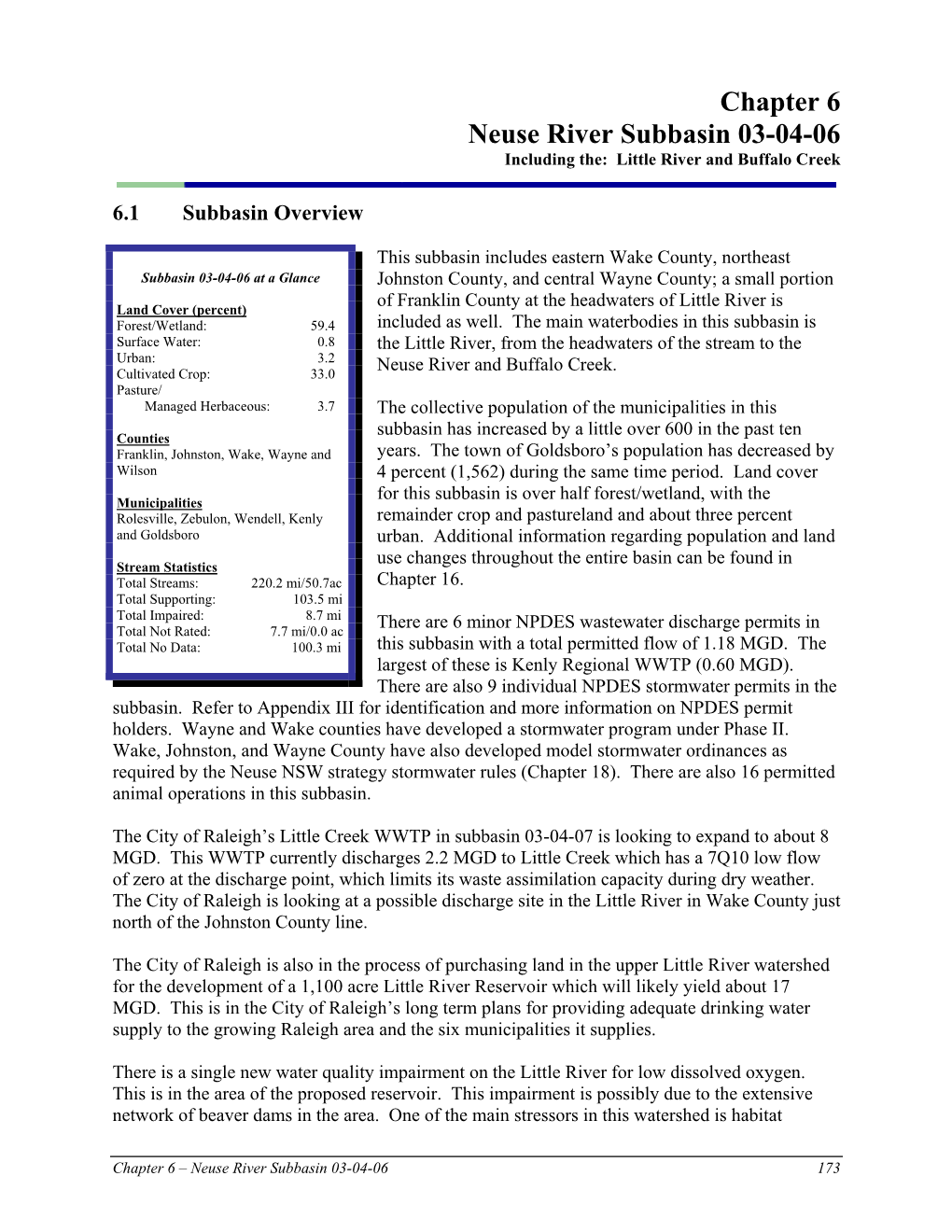 Chapter 11: Agriculture and Water Quality