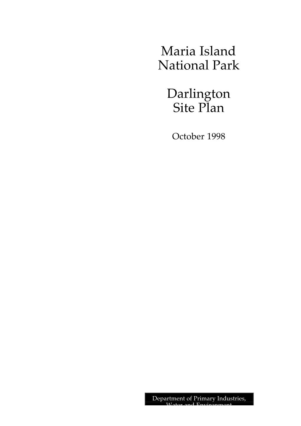 Maria Island National Park Darlington Site Plan 1998