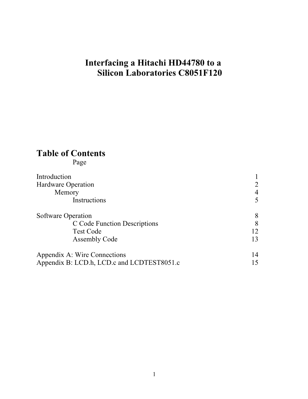 Interfacing a Hitachi HD44780 to a Silicon Laboratories C8051F120