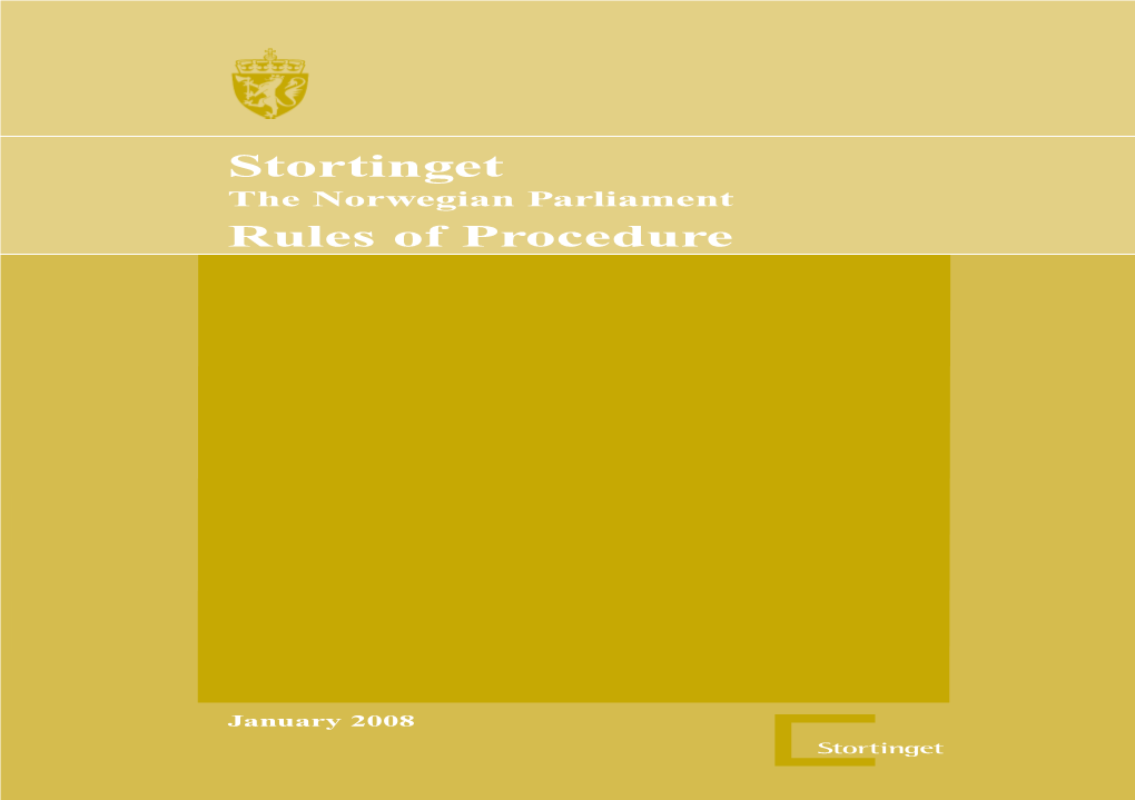 Stortinget the Norwegian Parliament Rules of Procedure