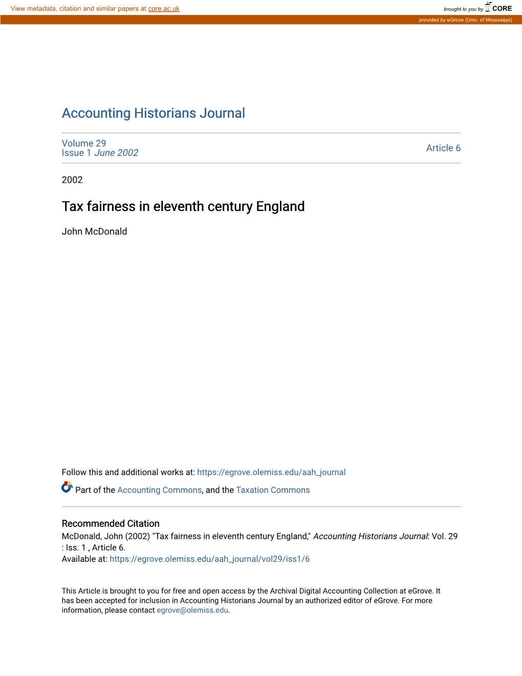 Tax Fairness in Eleventh Century England