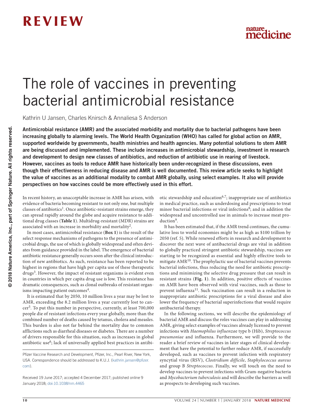 The Role of Vaccines in Preventing Bacterial Antimicrobial Resistance