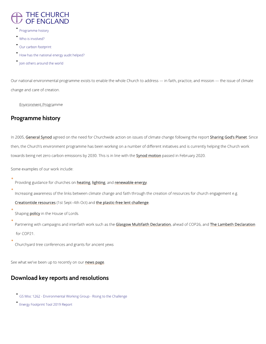 Programme History Download Key Reports and Resolutions Who Is