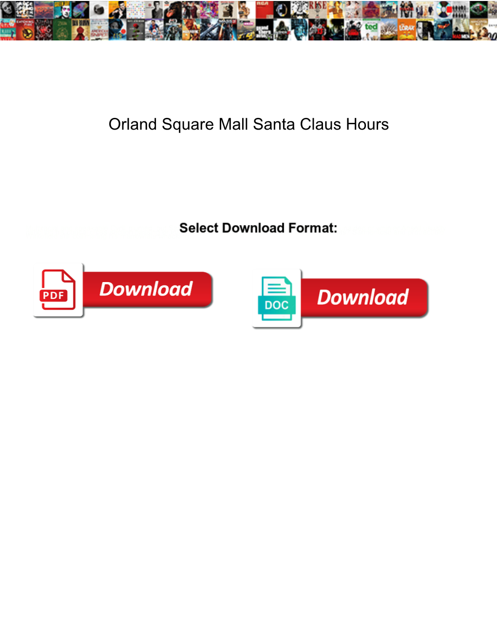 Orland Square Mall Santa Claus Hours