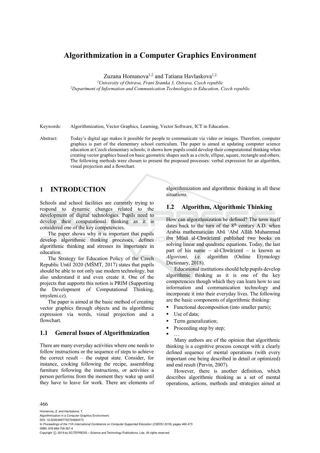 Algorithmization in a Computer Graphics Environment