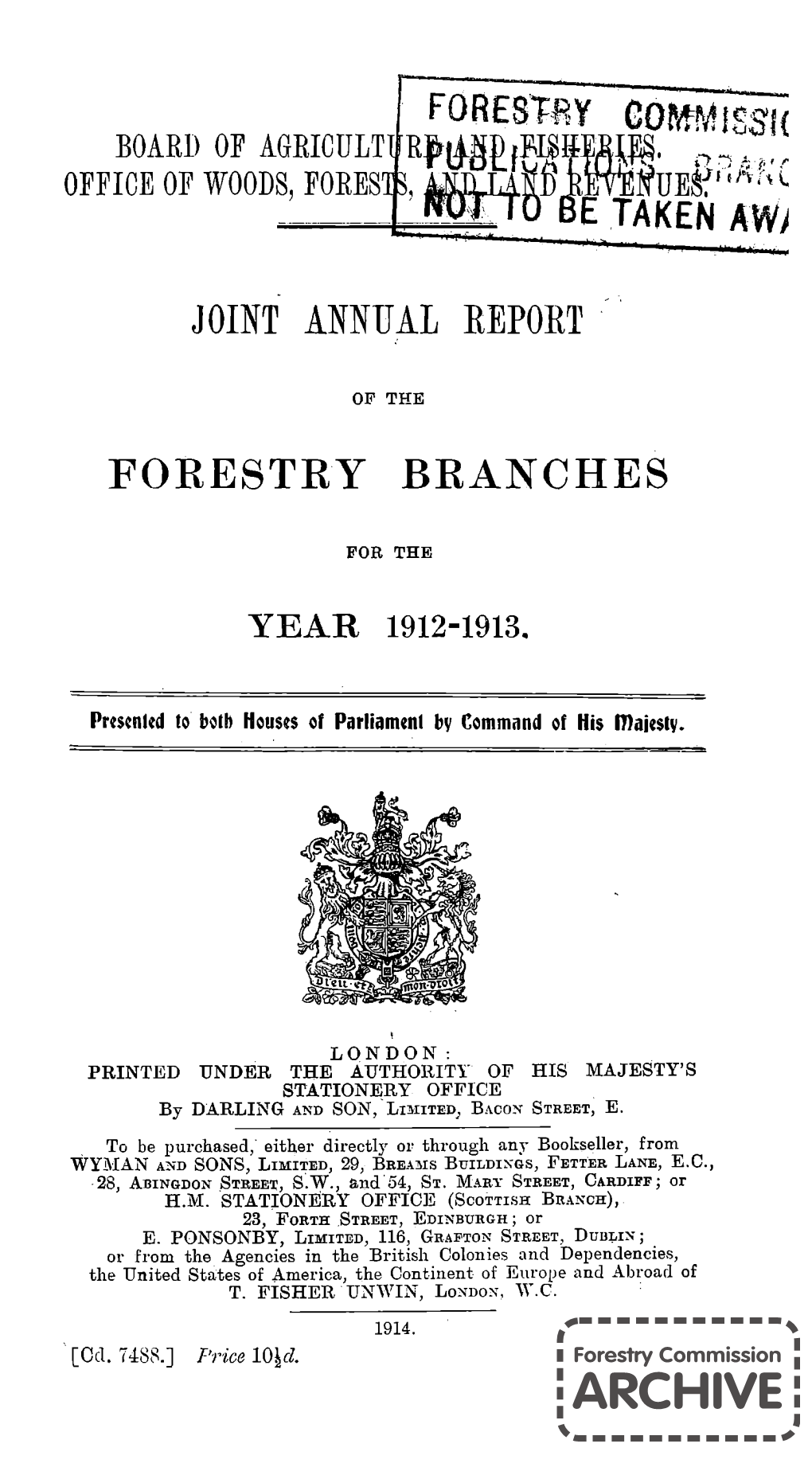 Forestry Branches Joint Annual Report 1912