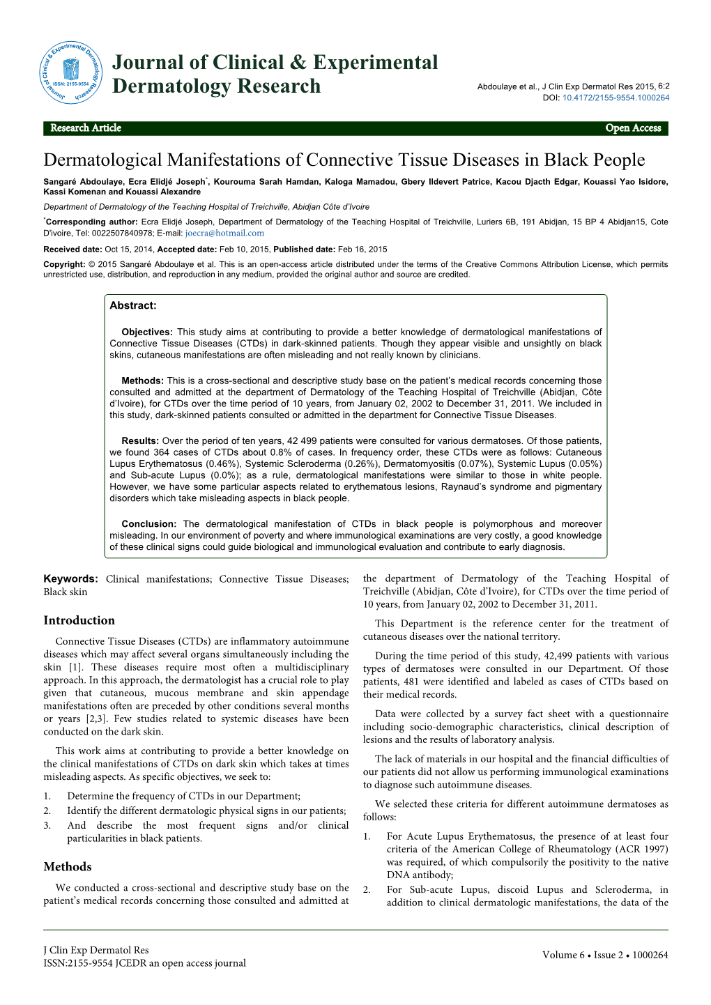 Dermatological Manifestations of Connective Tissue Diseases In