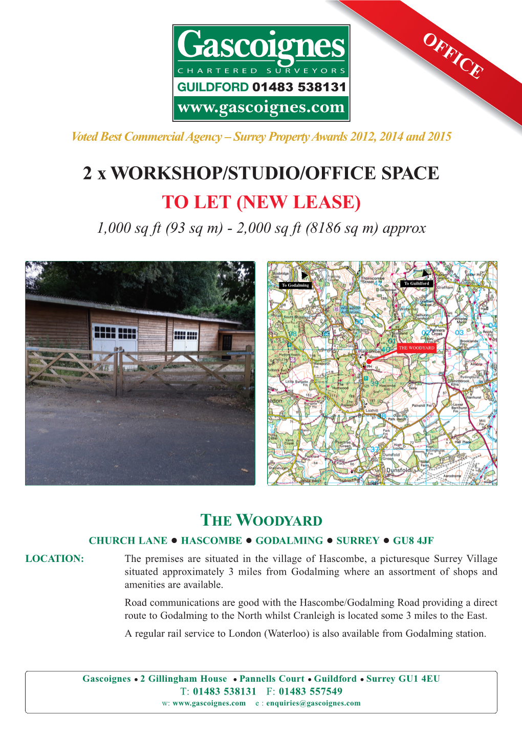 2 X WORKSHOP/STUDIO/OFFICE SPACE to LET (NEW LEASE)