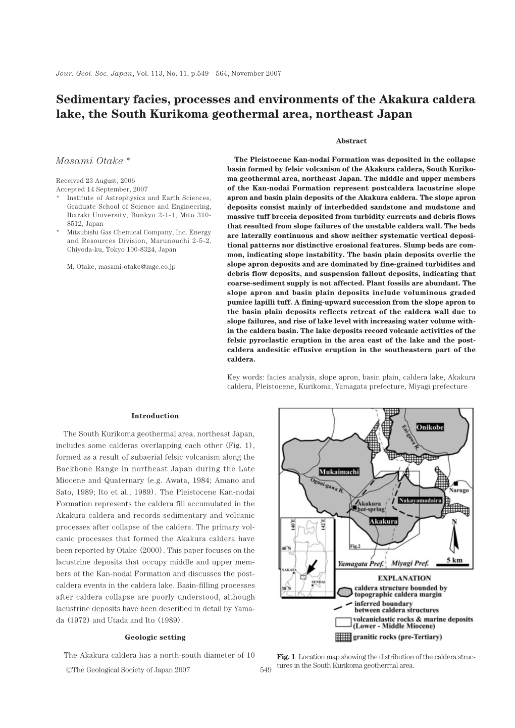 Sedimentary Facies, Processes and Environments of the Akakura Caldera Lake, the South Kurikoma Geothermal Area, Northeast Japan