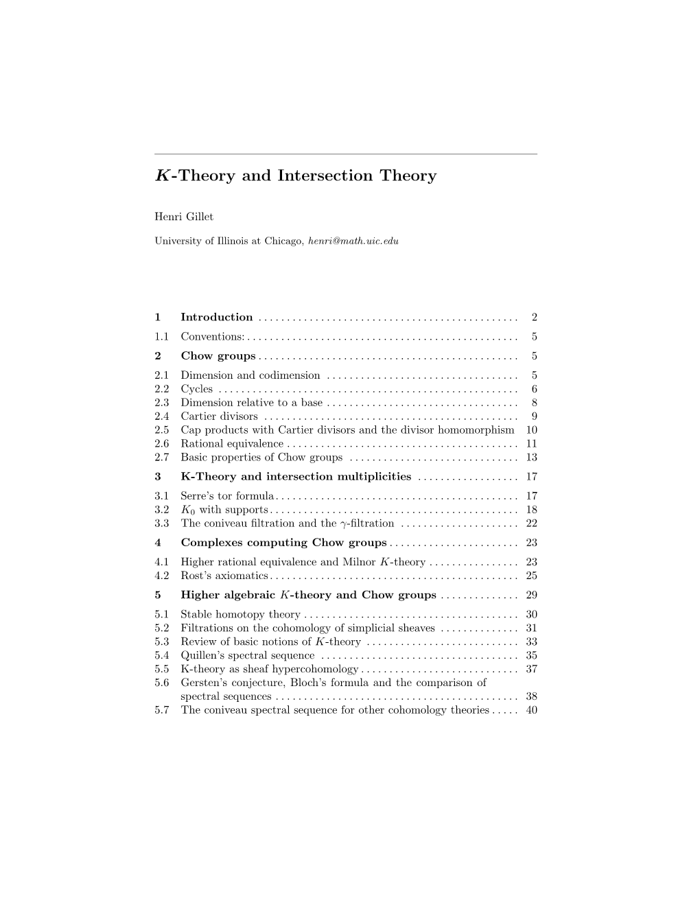 K-Theory and Intersection Theory