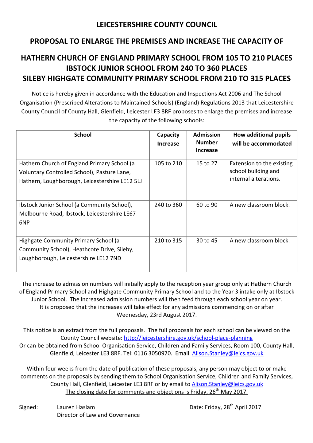 Significant Enlargements to Hathern, Ibstock and Sileby Schools