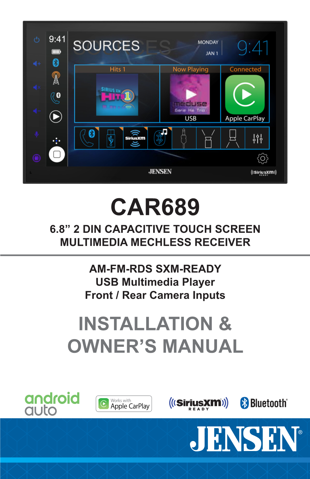 Car689 6.8” 2 Din Capacitive Touch Screen Multimedia Mechless Receiver
