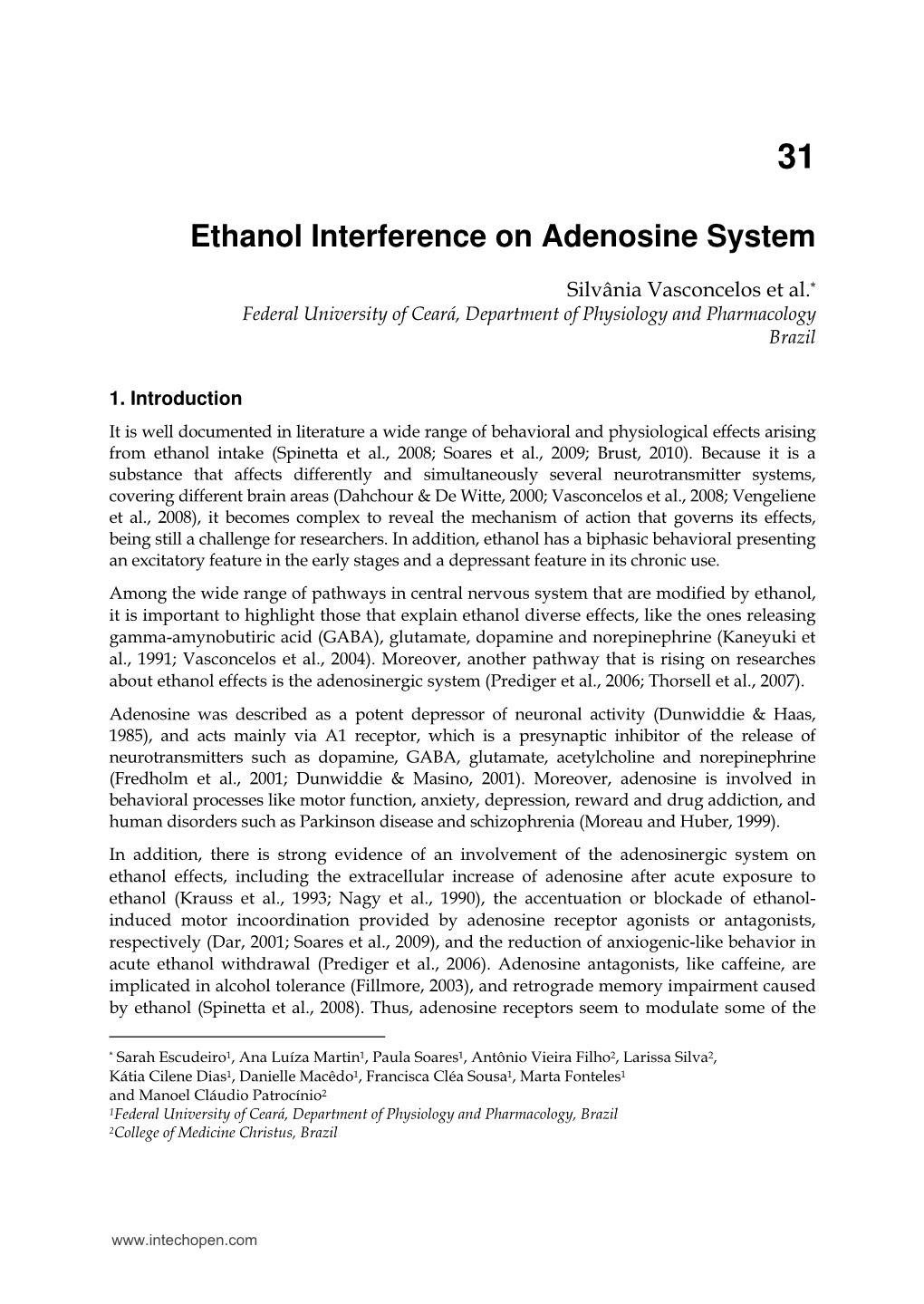 Ethanol Interference on Adenosine System