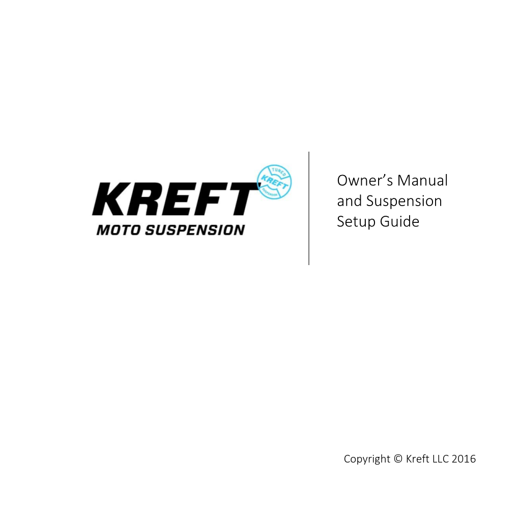 Owner's Manual and Suspension Setup Guide