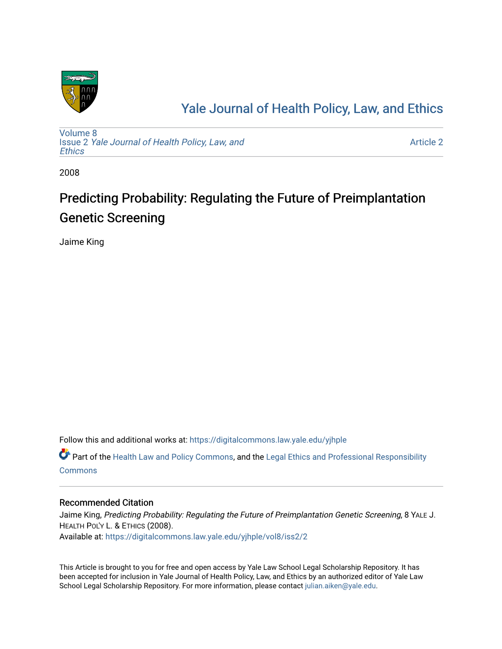 Regulating the Future of Preimplantation Genetic Screening