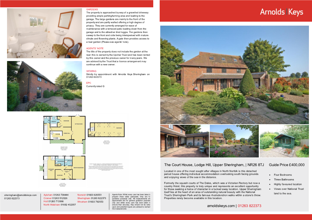 The Court House, Lodge Hill, Upper Sheringham, | NR26 8TJ Guide Price £400,000