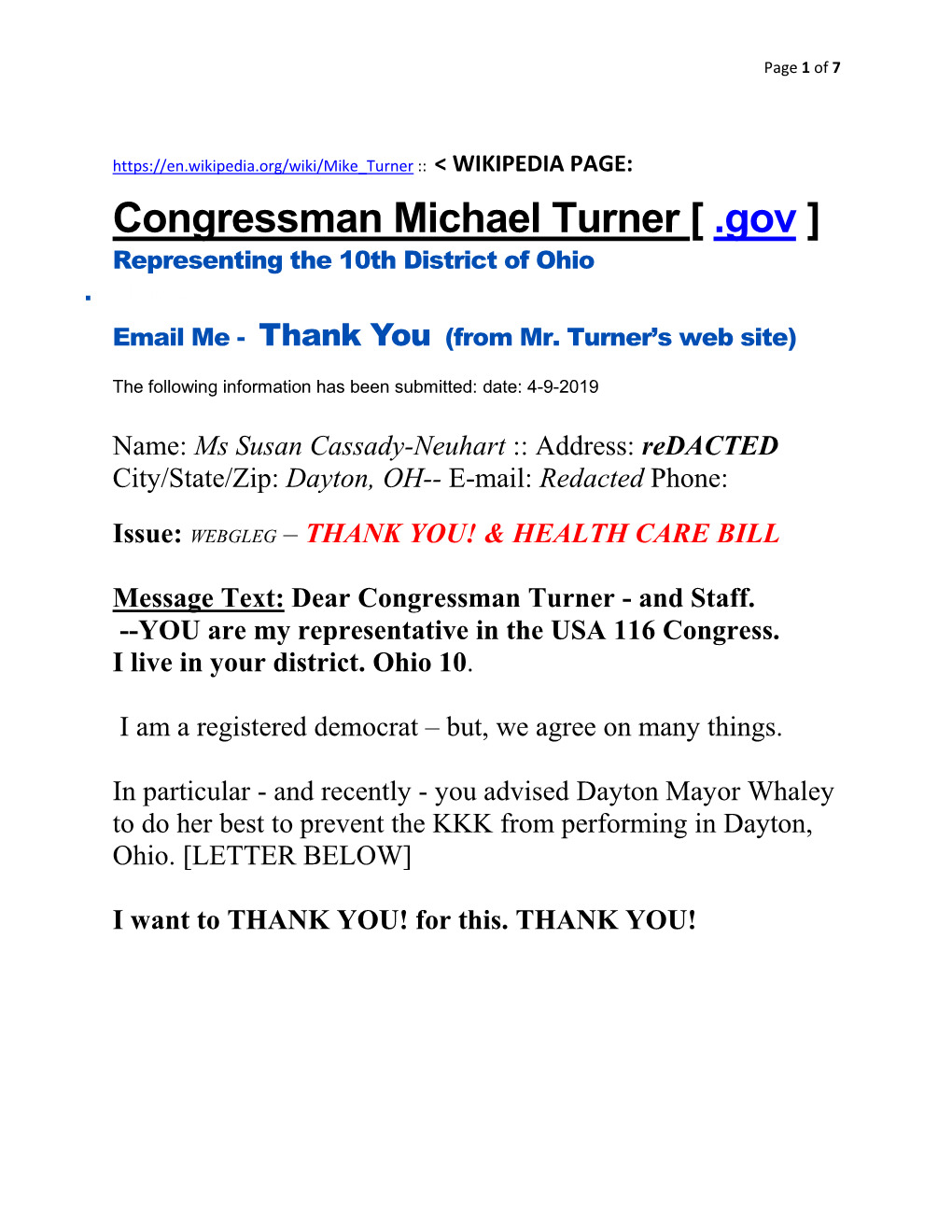 Congressman Michael Turner [ .Gov ] Representing the 10Th District of Ohio