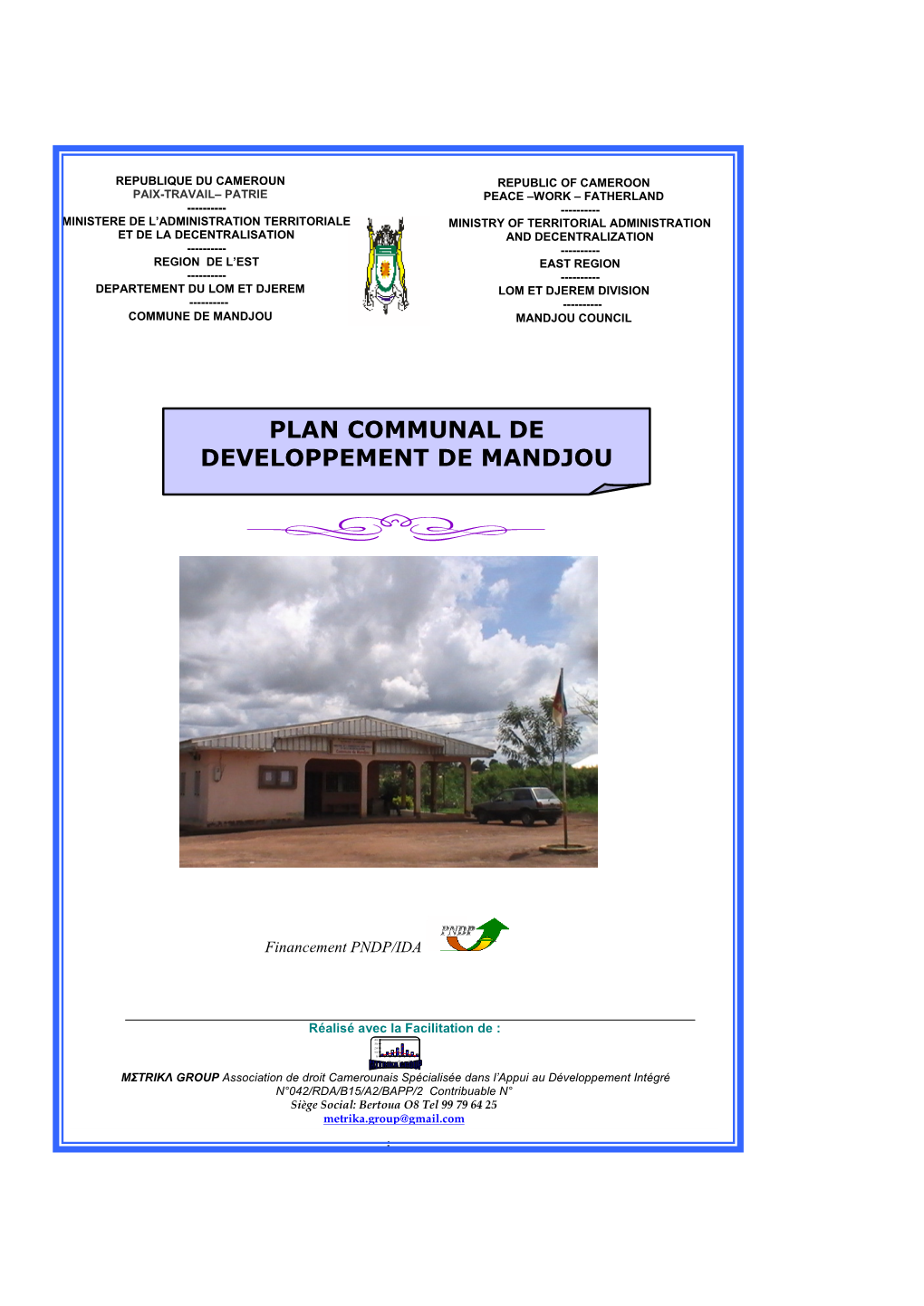 Plan Communal De Developpement De Mandjou