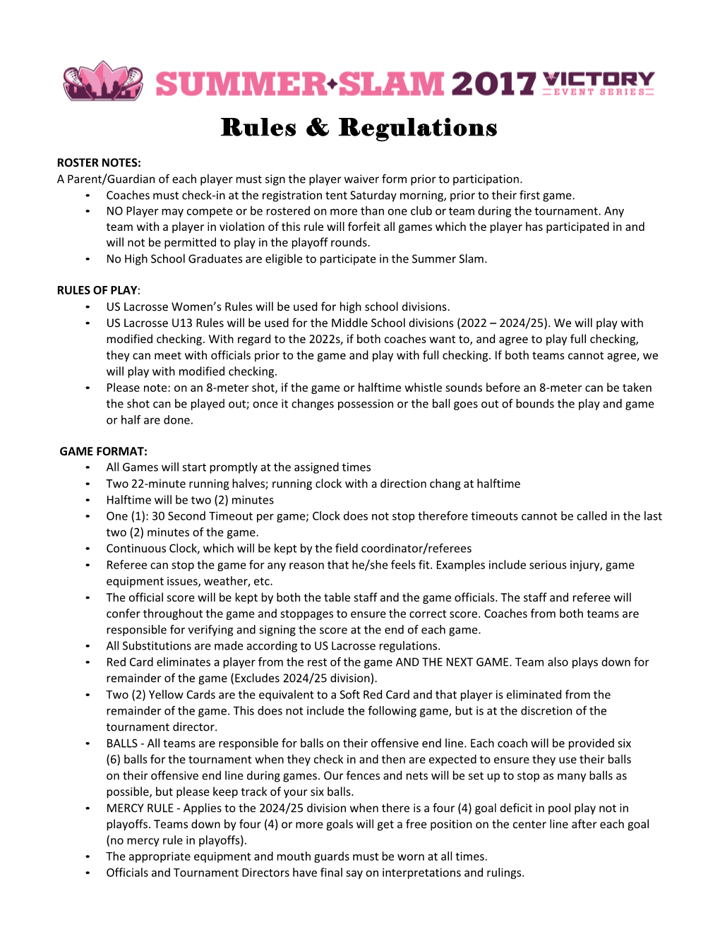 Rules & Regulations