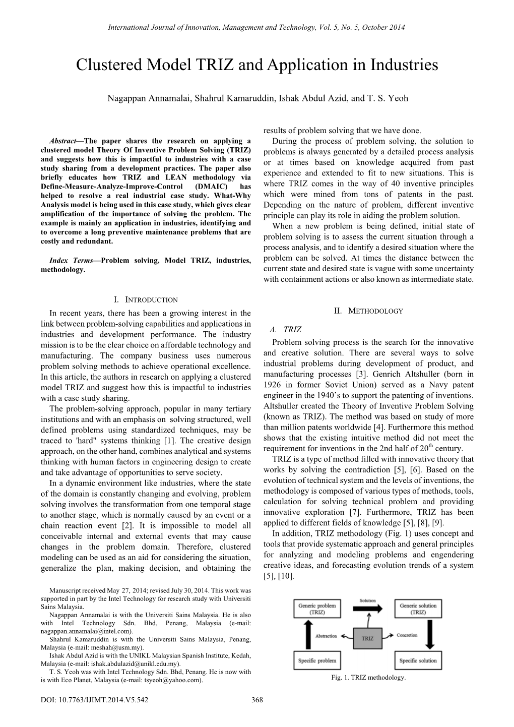 Clustered Model TRIZ and Application in Industries