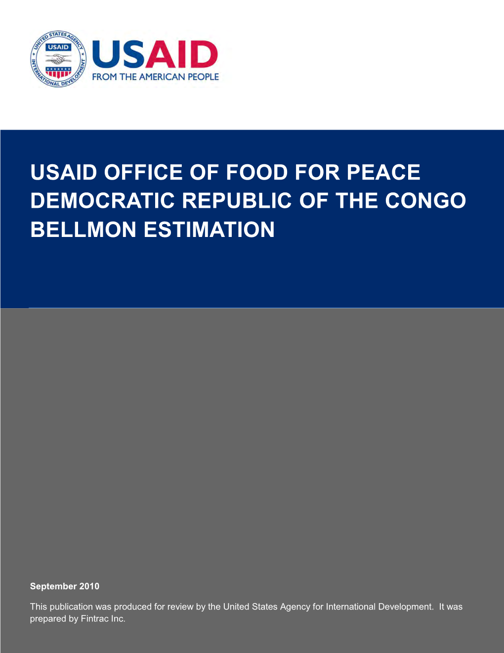 USAID Office of Food for Peace DR Congo Bellmon Estimation