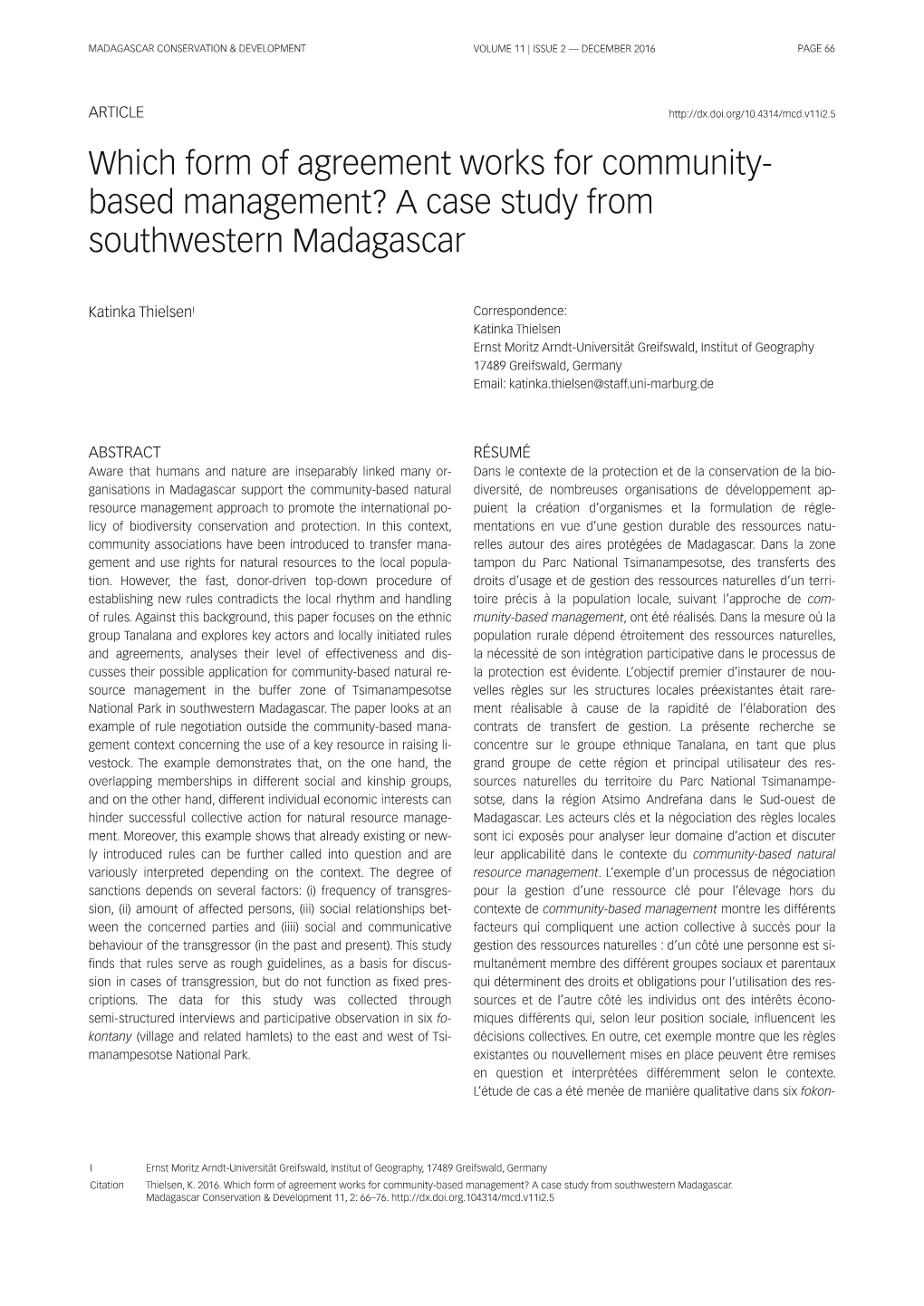 Based Management? a Case Study from Southwestern Madagascar