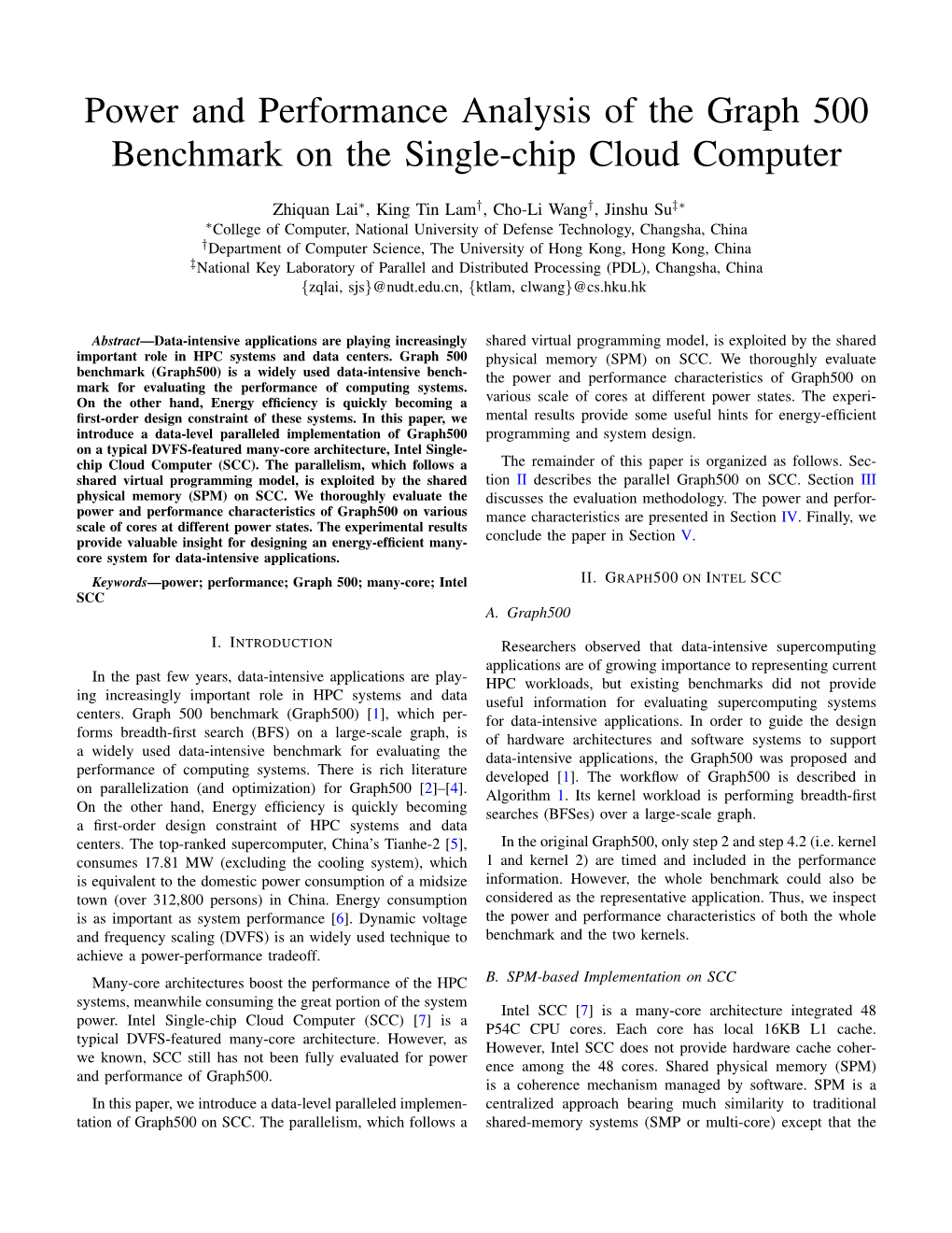 Power and Performance Analysis of the Graph 500 Benchmark on the Single-Chip Cloud Computer