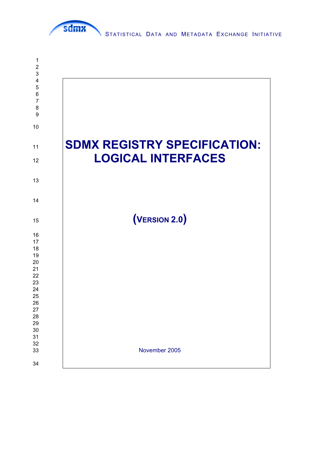 Sdmx Registry Specification: Logical Interfaces