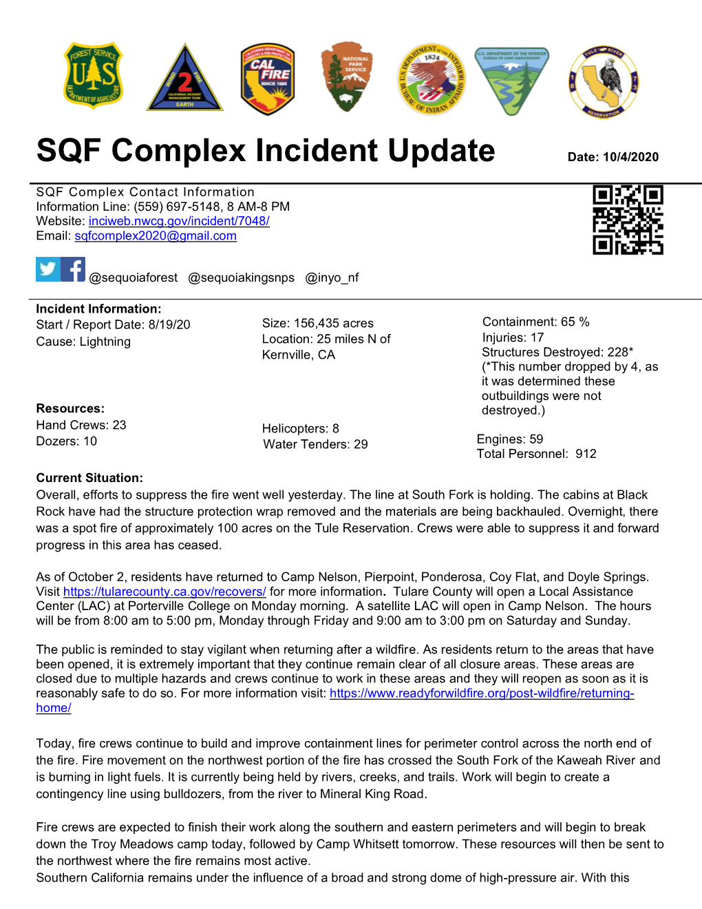 SQF Complex Incident Update Date: 10/4/2020