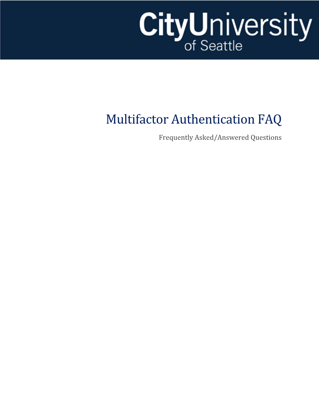 Multifactor Authentication FAQ