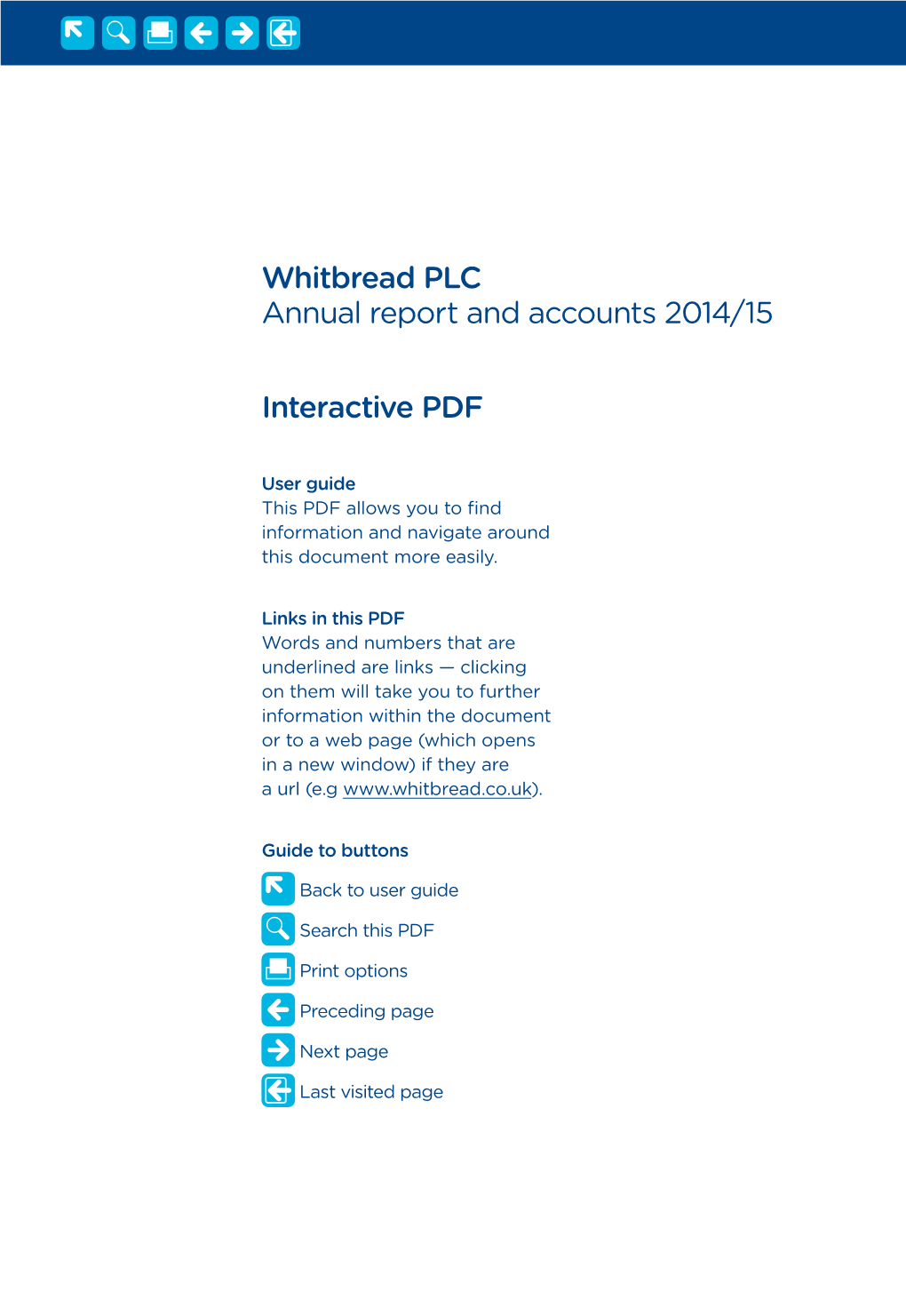 Interactive PDF Whitbread PLC Annual Report and Accounts 2014/15