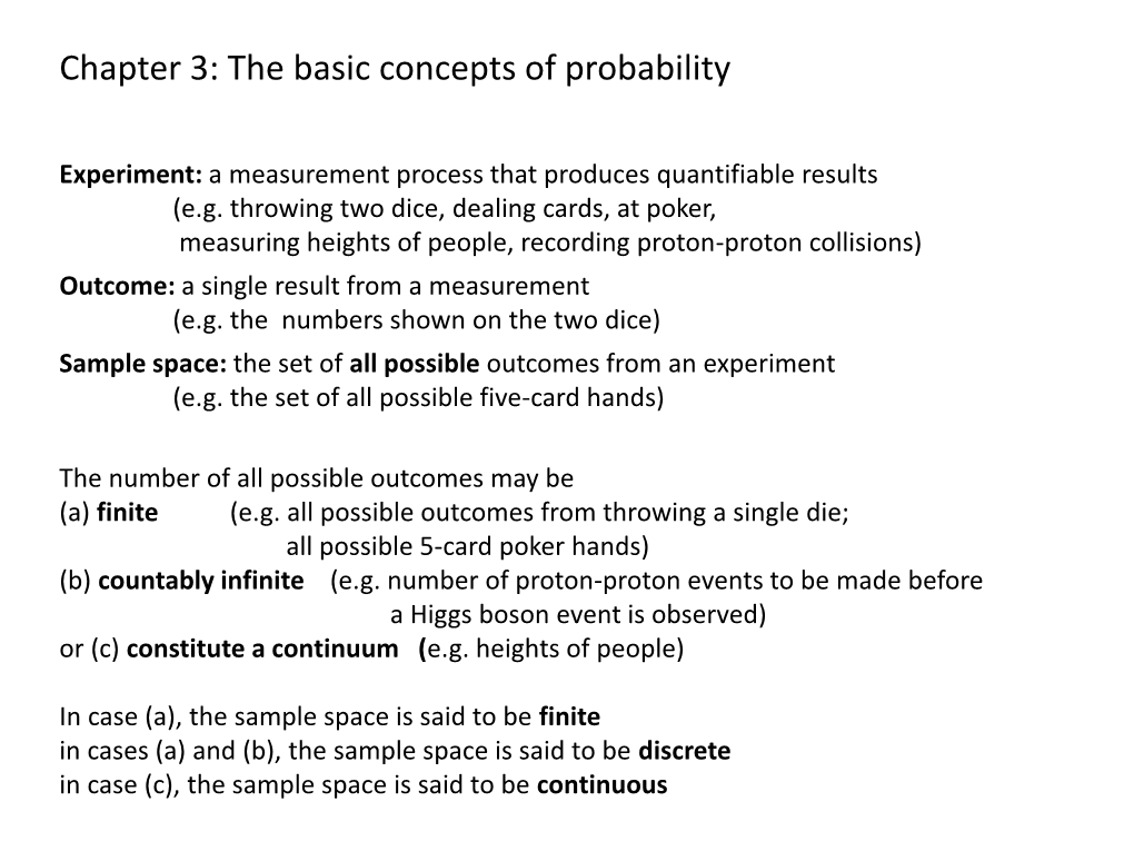 Chapter 3: the Basic Concepts of Probability