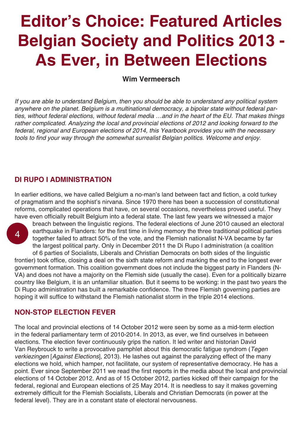 Featured Articles Belgian Society and Politics 2013 - As Ever, in Between Elections Wim Vermeersch