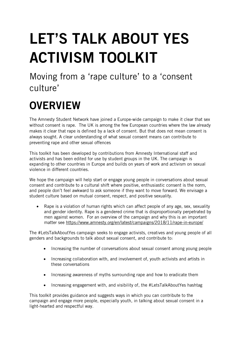 Let's Talk About Yes Activism Toolkit