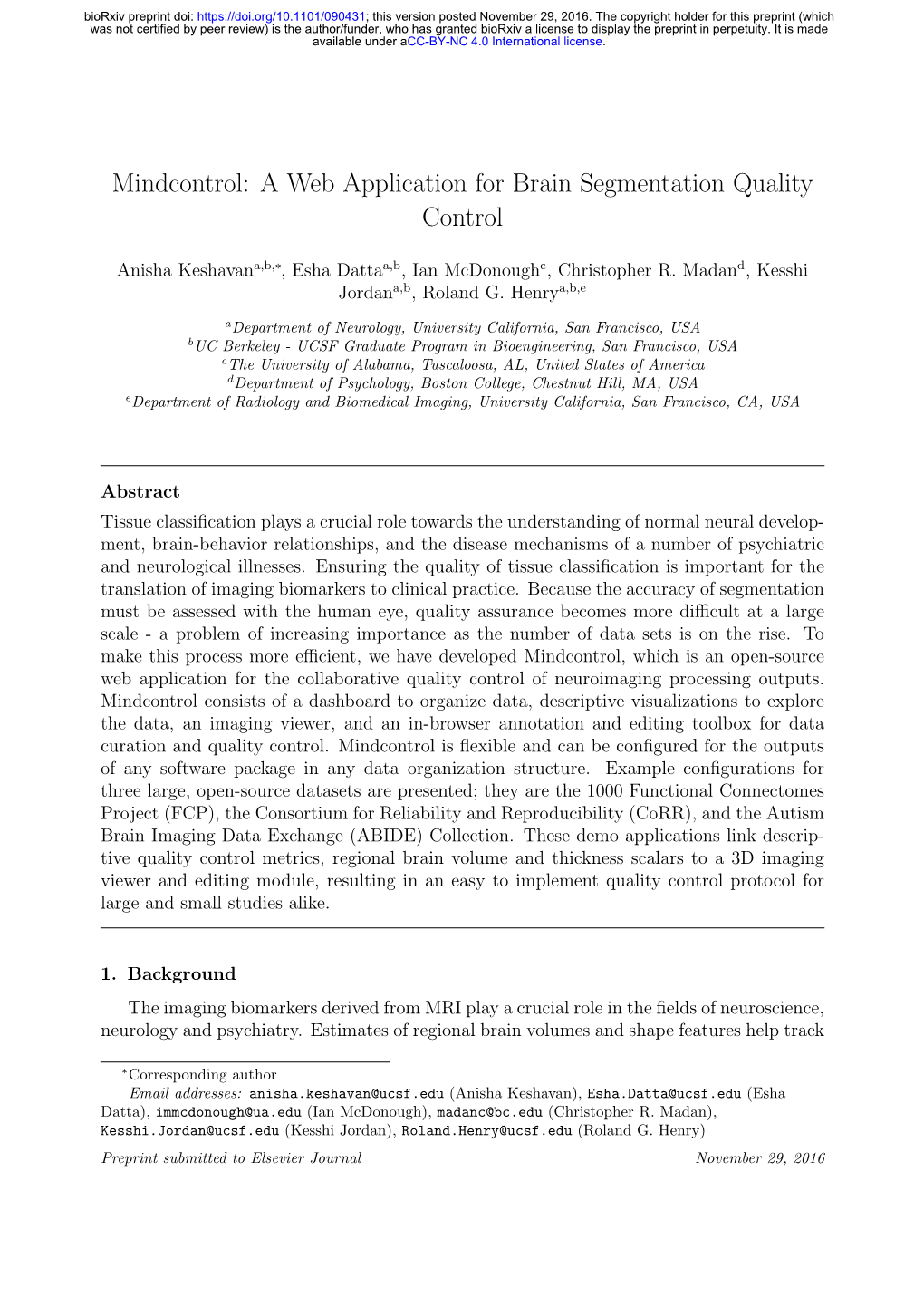 Mindcontrol: a Web Application for Brain Segmentation Quality Control