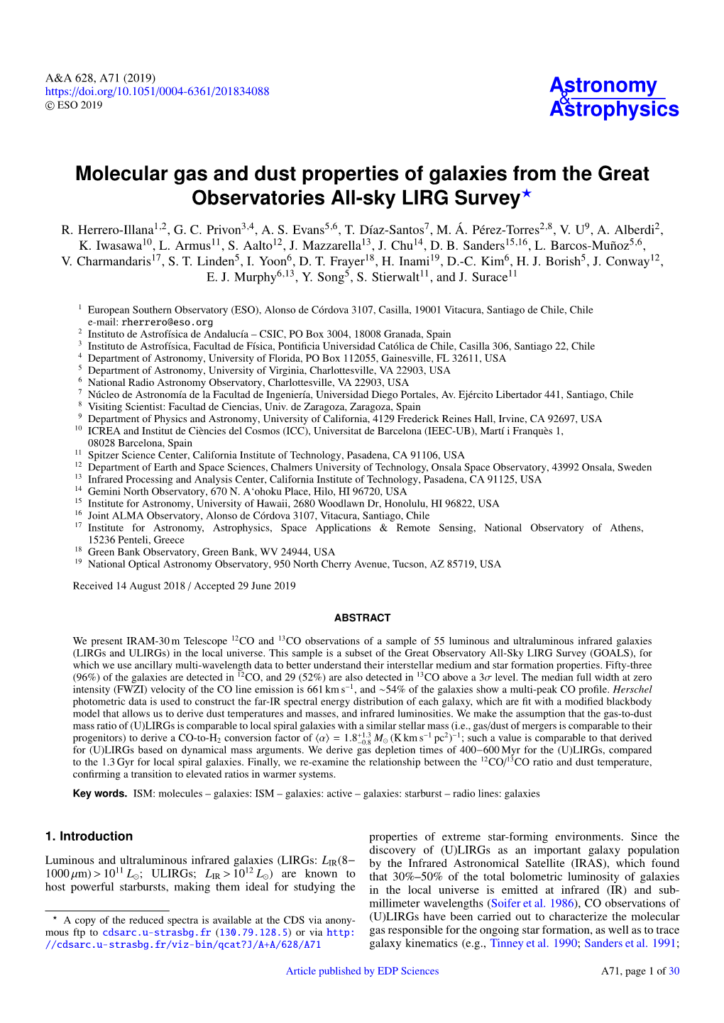 Molecular Gas and Dust Properties of Galaxies from the Great Observatories All-Sky LIRG Survey?